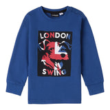 SARABANDA shirt girocollo tinta unita con stampa Blu per Neonato A133 BLU SARABANDA 