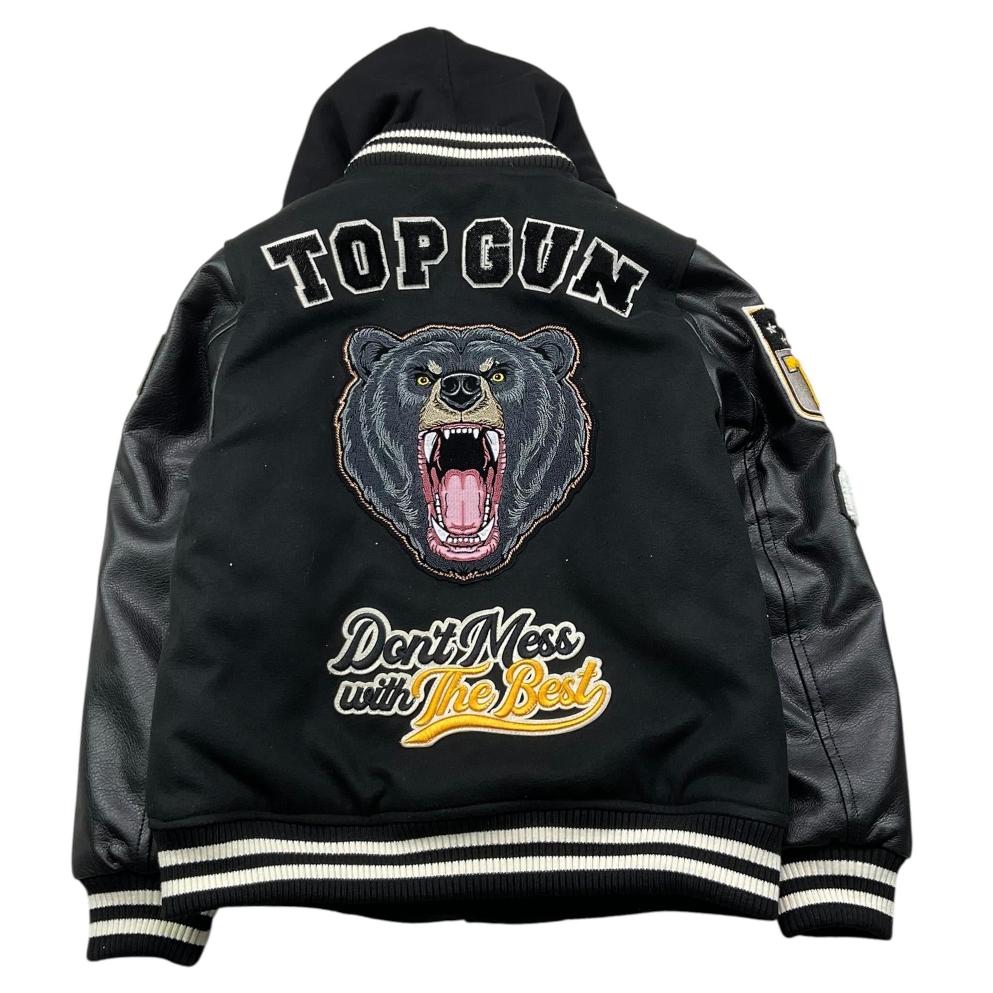 TOP GUN giubbino tita unita con maniche in pelle e ricami Nero per Bambino 02G0588 NERO TOP GUN 
