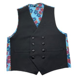Daniele Alessandrini Solid Color Waistcoat With Black Retro Pattern For Boys