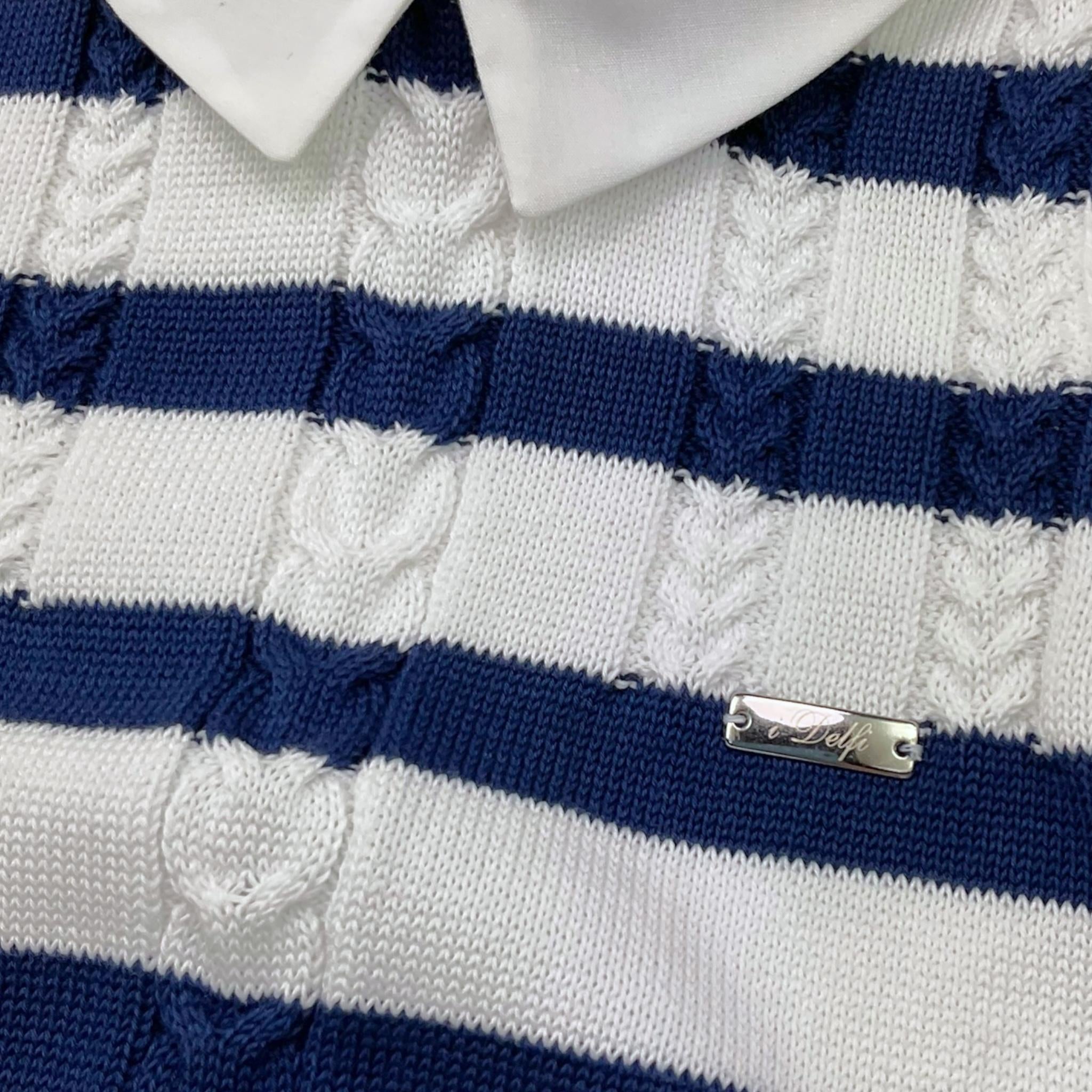 I Delfi Pagliaccetto Bicolore con Fantasia A Righe per Neonato 25P5398 BIANCO/BLU I DELFI 