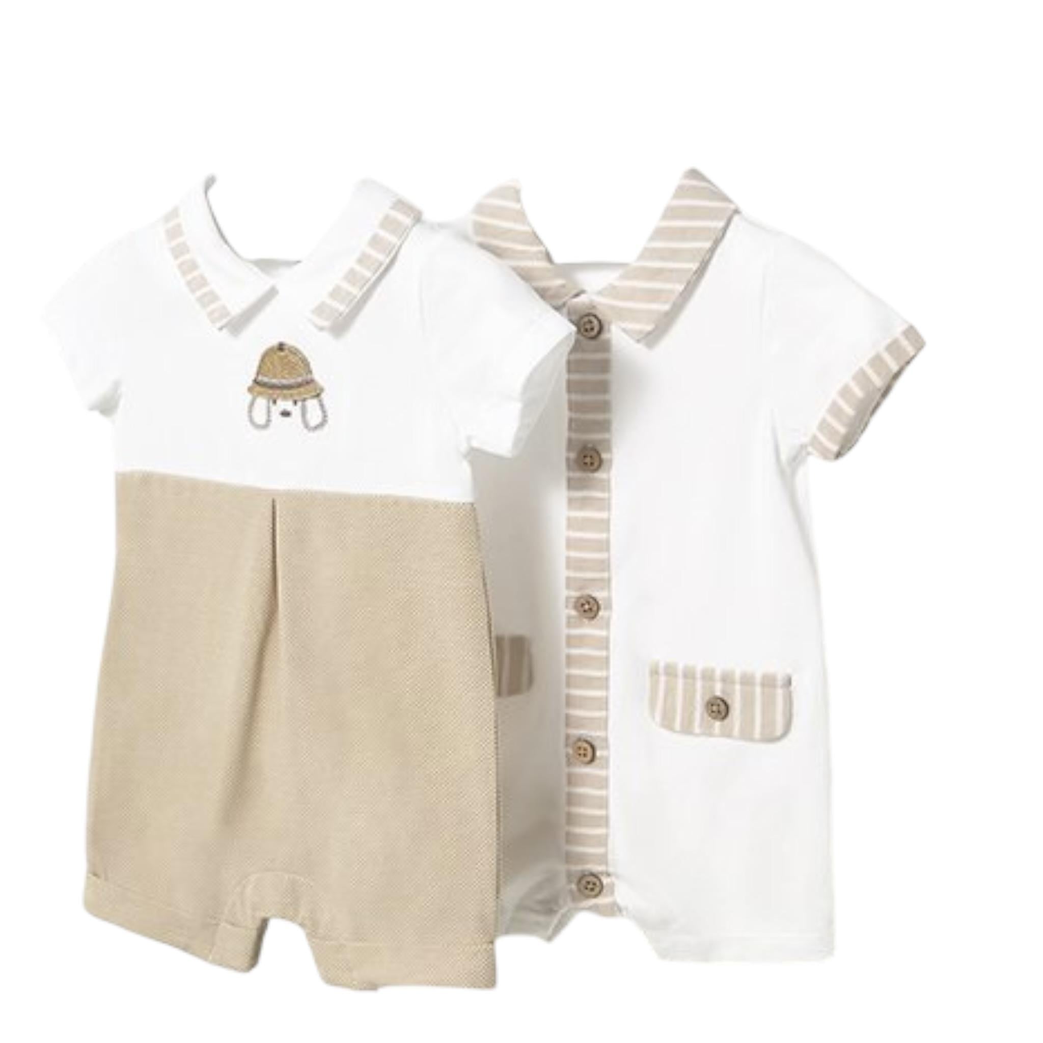 Mayoral Set 2 Pagliaccetti Bicolore per Neonato 1705X BIANCO/BEIGE MAYORAL 