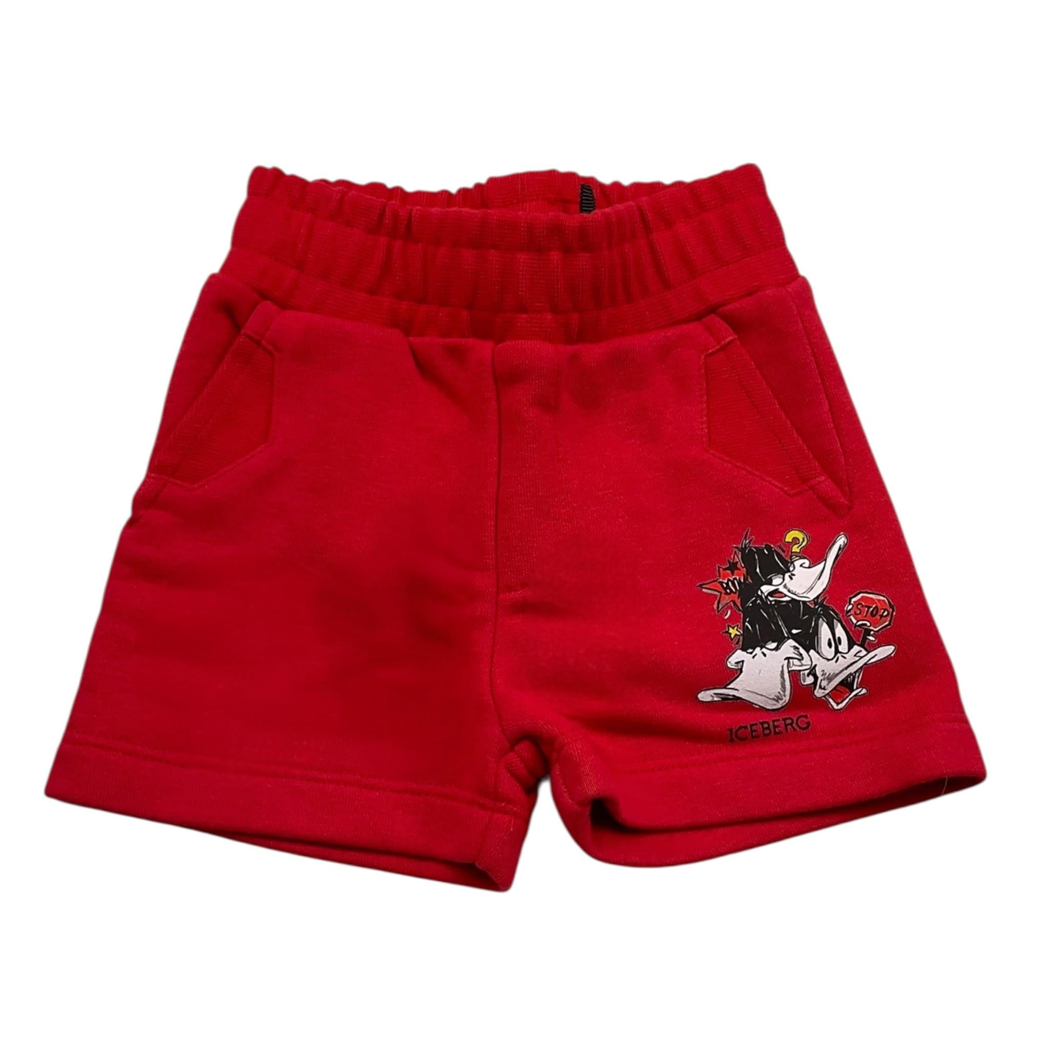 Iceberg Bermuda Felpa Tinta Unita con Stampa per Neonato BFICE5105B ROSSO ICEBERG 