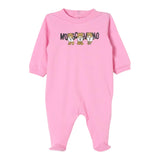 MOSCHINO tutina manica lunga tinta unita con stampa in contrasto Rosa per Neonata MUT040 ROSA MOSCHINO 