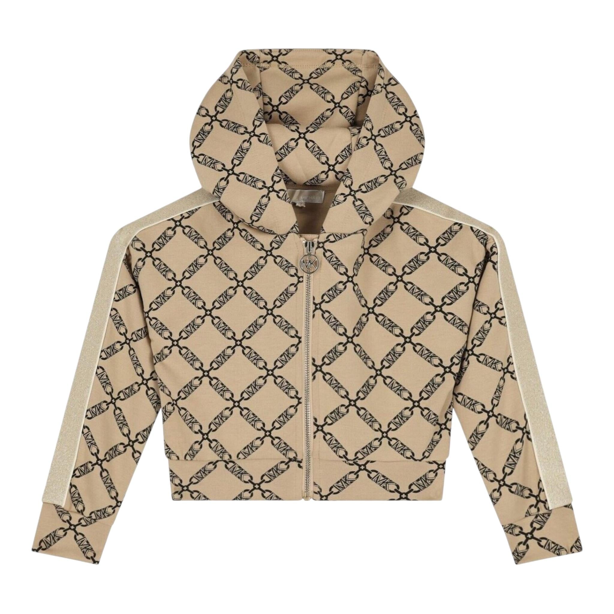 MICHAEL KORS felpa tinta unita logata con zip e cappuccio Beige per Bambina R30155 BEIGE MICHAEL KORS 