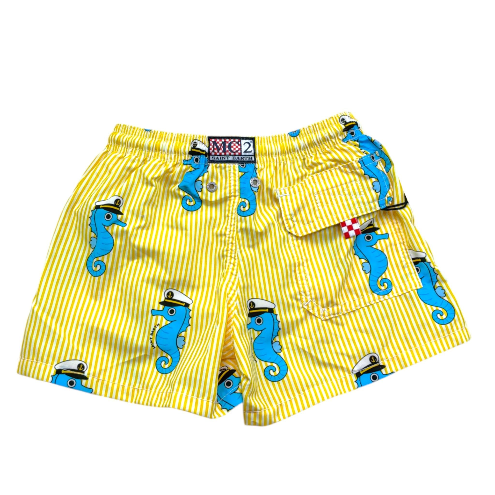 Saint Barth Costume Modello Boxer Tinta Unita con Stampa per Bambino 00863L GIALLO SAINT BARTH 