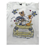 Sarabanda T-Shirt Girocollo Tinta Unita con Stampe per Neonata 04421 BIANCO SARABANDA 