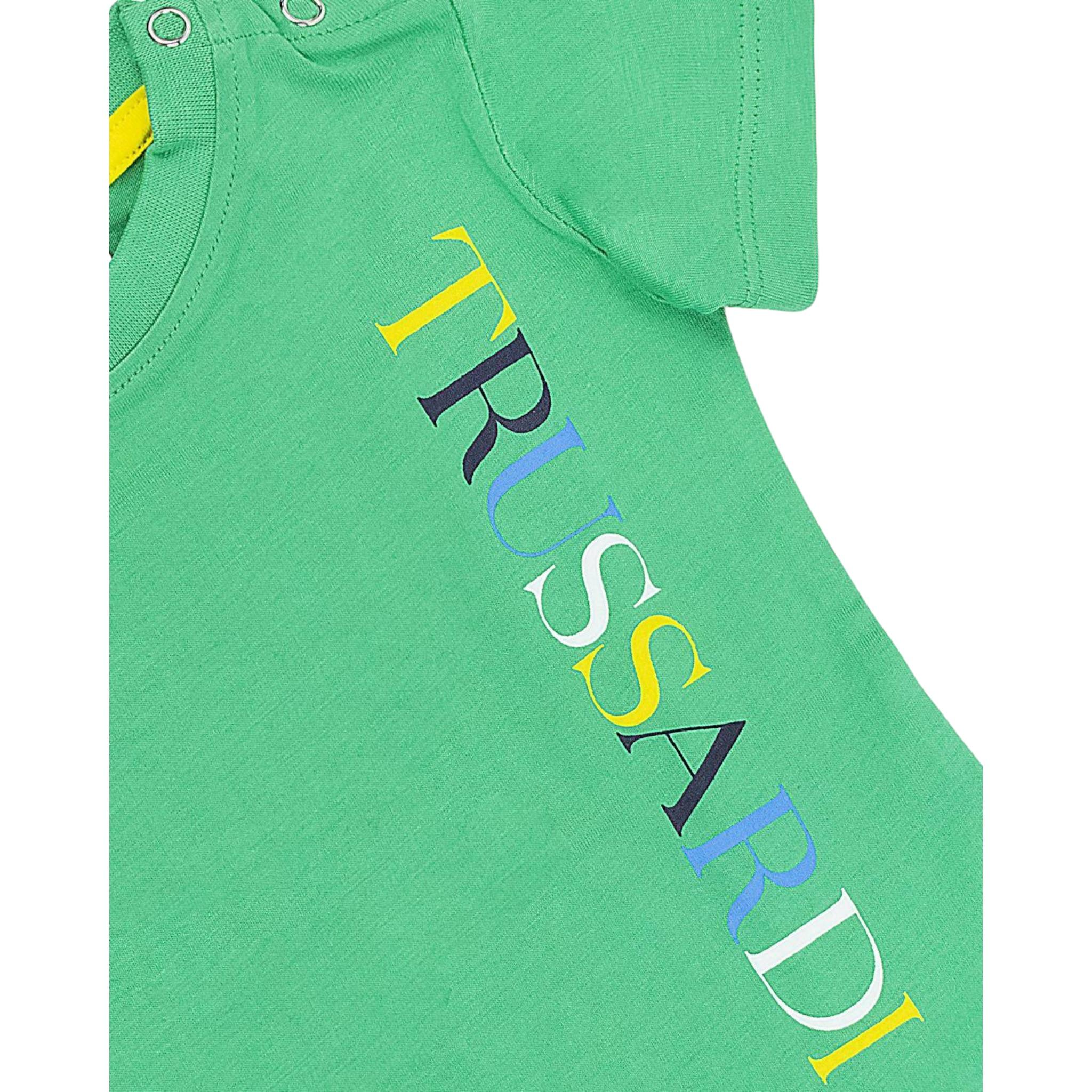 Trussardi T-Shirt Girocollo Tinta Unita con Logo per Neonato TIP24069TSX VERDE TRUSSARDI 