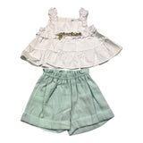 Barcellino Complete 2 Piece Shirt-Panty White/Aqua Green For Baby Girl