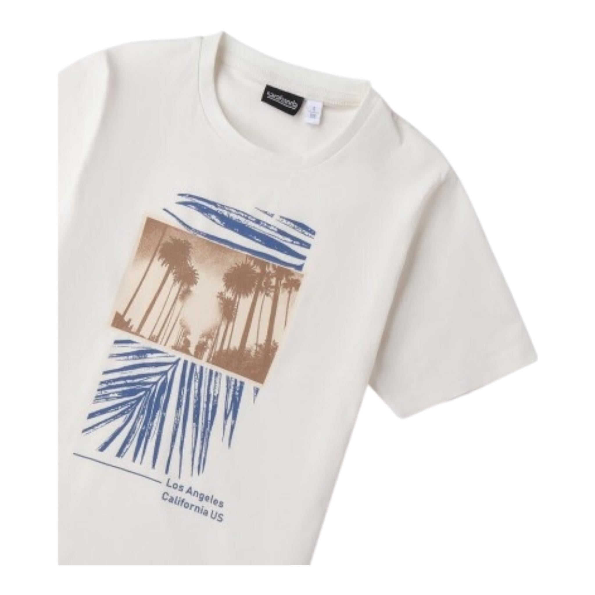 Sarabanda T-Shirt Girocollo Tinta Unita con Stampa per Bambino 0B732 BIANCO SARABANDA 