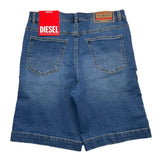 Diesel Bermuda Denim Solid Color Adjustable Waistband Rips Blue For Boys