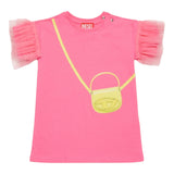 Diesel Solid Color Dress Round Neck And Pink Tulle For Baby Girl