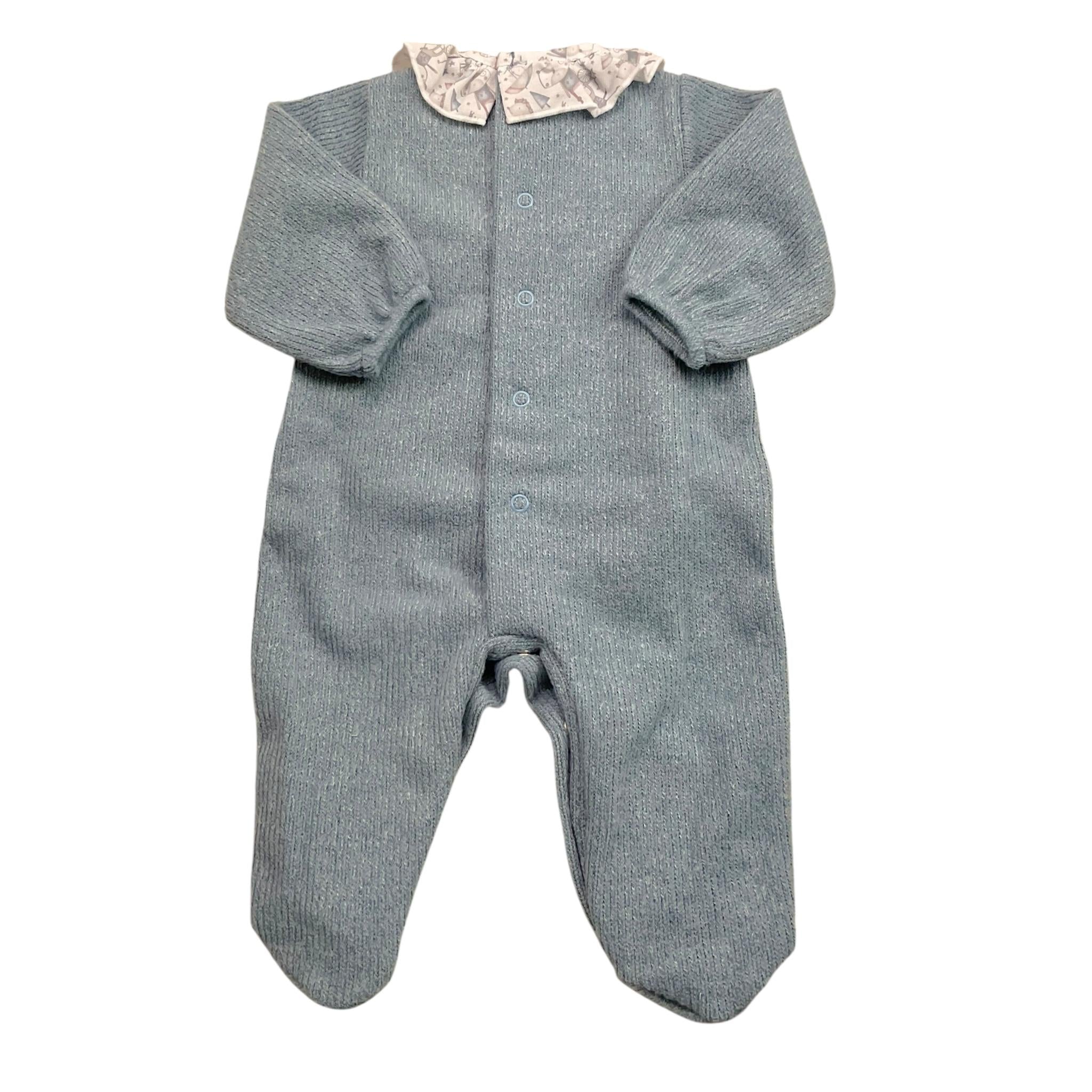 CALAMARO tutine tinta unita con stampa Blu per Neonata 33036 BLU CALAMARO 