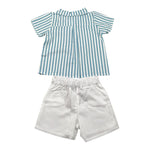 Babidu Completo 2 Pezzi Camicia-Bermuda per Neonato 42403N BAINCO/AZZURRO BABIDU 
