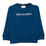 TRUSSARDI felpa chiusa girocollo tinta unita con stampa in contrasto Blu per Bambino TIA24086FE BLU TRUSSARDI 