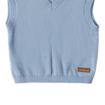 Mini Banda Gilet tinta unita Scollo A V Azzurro per Neonato 3B641X AZZURRO MINI BANDA 