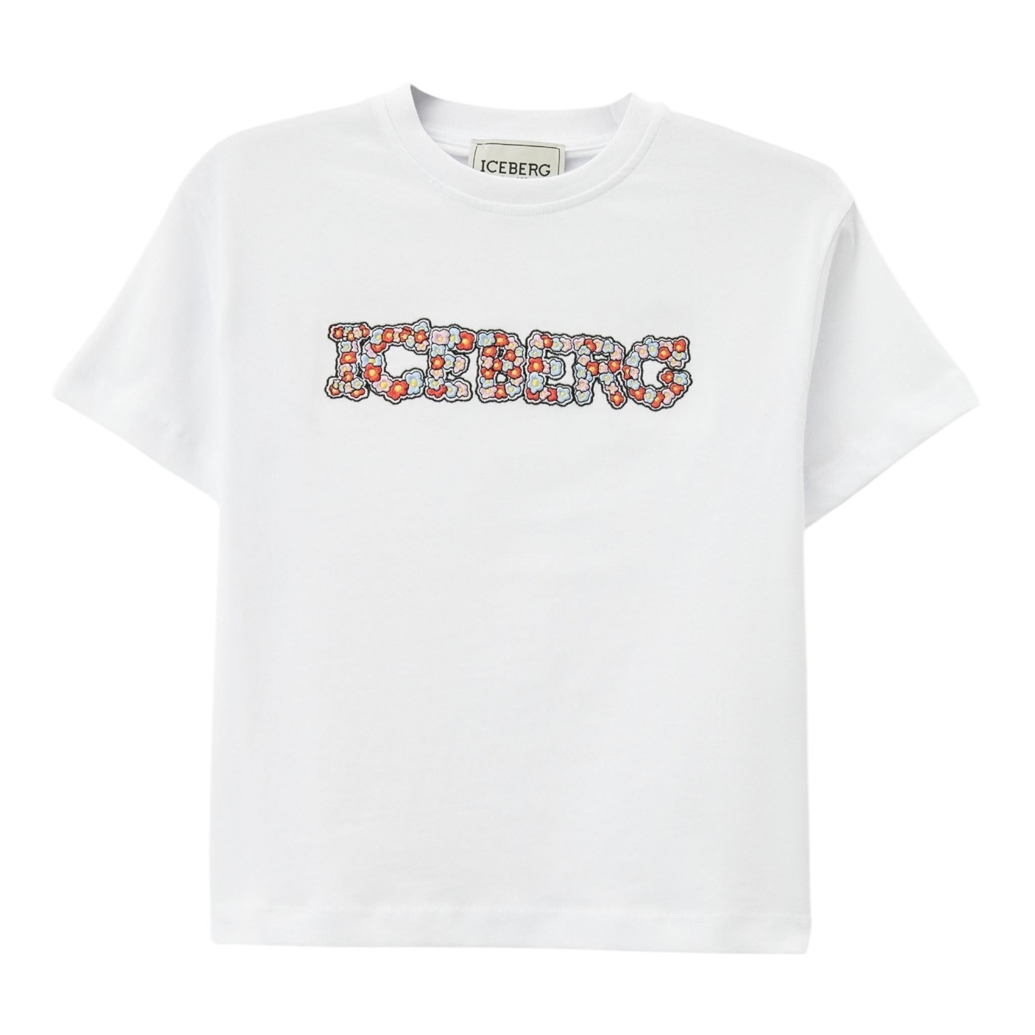 Iceberg T-Shirt Girocollo Tinta Unita con Stampa per Bambina TSICE5164J BIANCO ICEBERG 