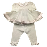 Minu' Complete 2 Piece Shirt And Leggings Solid Color With White Tulle For Baby Girl