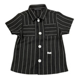Daniele Alessandrini Solid Color Shirt Half Sleeve With Black Striped Pattern For Newborn