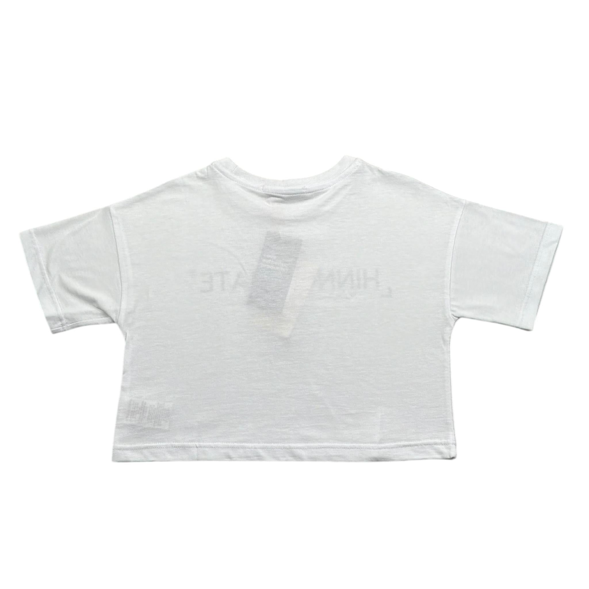 Hinnominate T-Shirt Crop Girocollo Tinta Unita con Stampa per Bambina 3646MY00017 BIANCO HINNOMINATE 