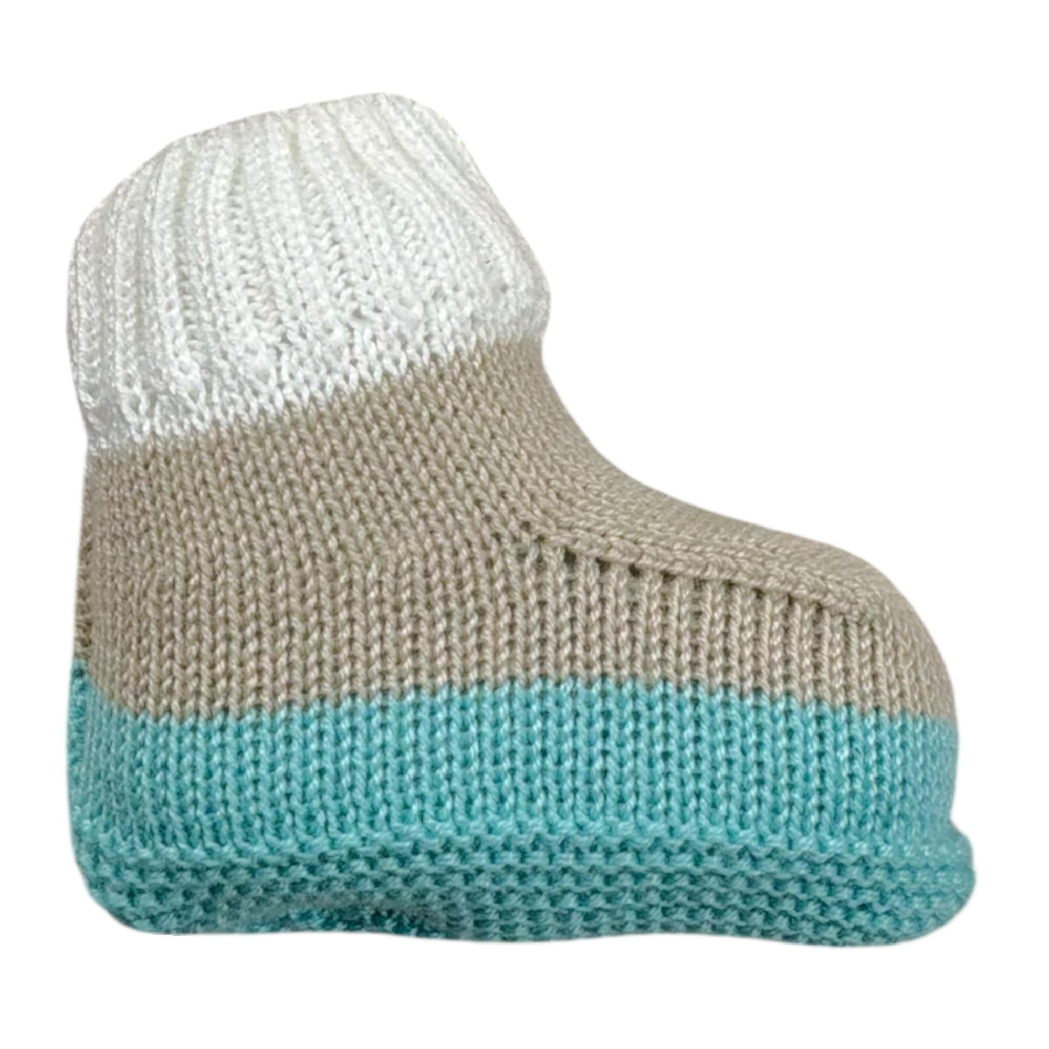 Juliana Babbucce Tricolore con Fantasia A Righe Azzurro per Neonato 25250 AZZURRO JULIANA 