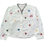 Saint Barth Camicia Manica Lunga Tinta Unita con Ricami per Bambina LIO0002 BIANCO SAINT BARTH 