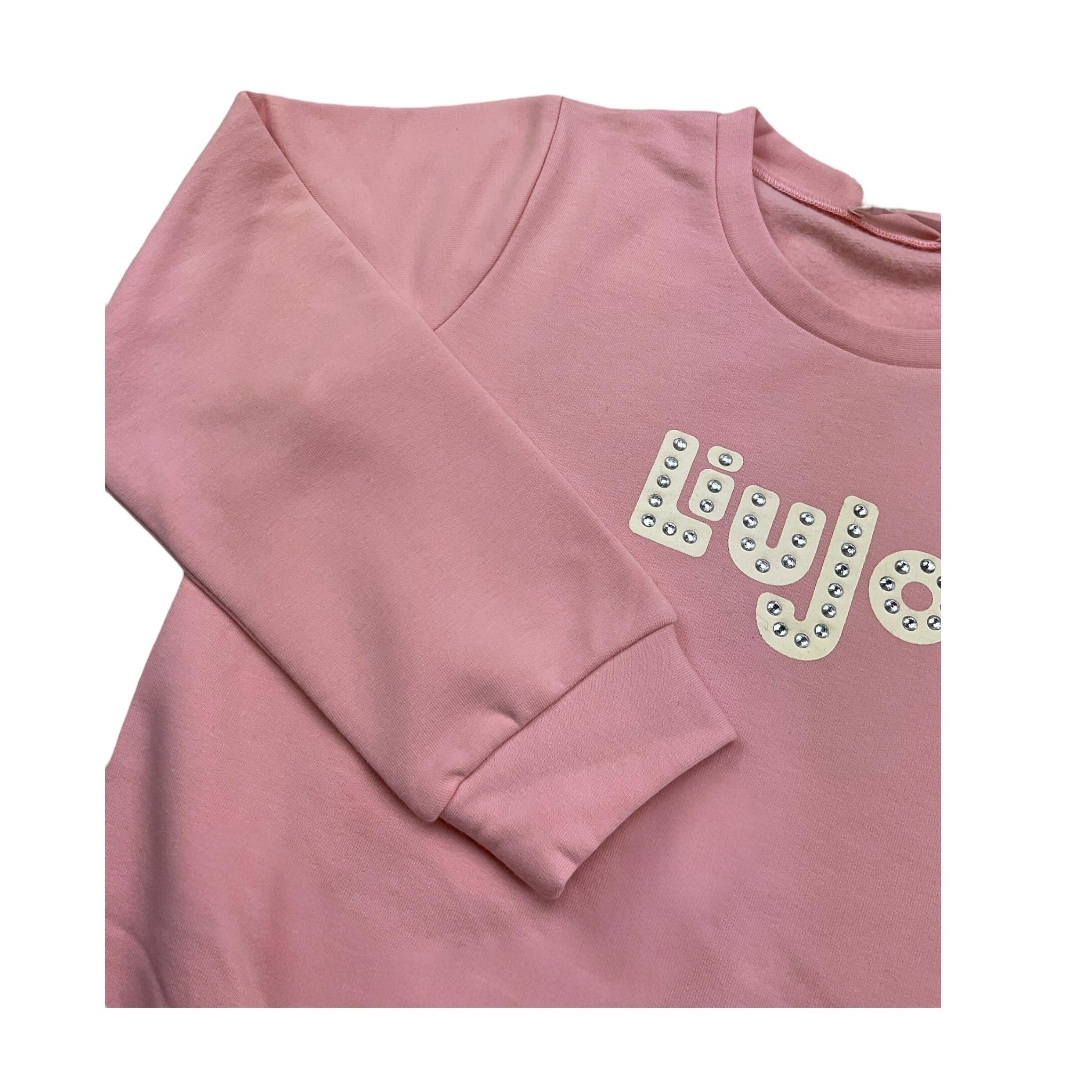 LIU JO felpa chiusa girocollo tinta unita con stampa logo Rosa per Neonata KF4060NX ROSA LIU JO 