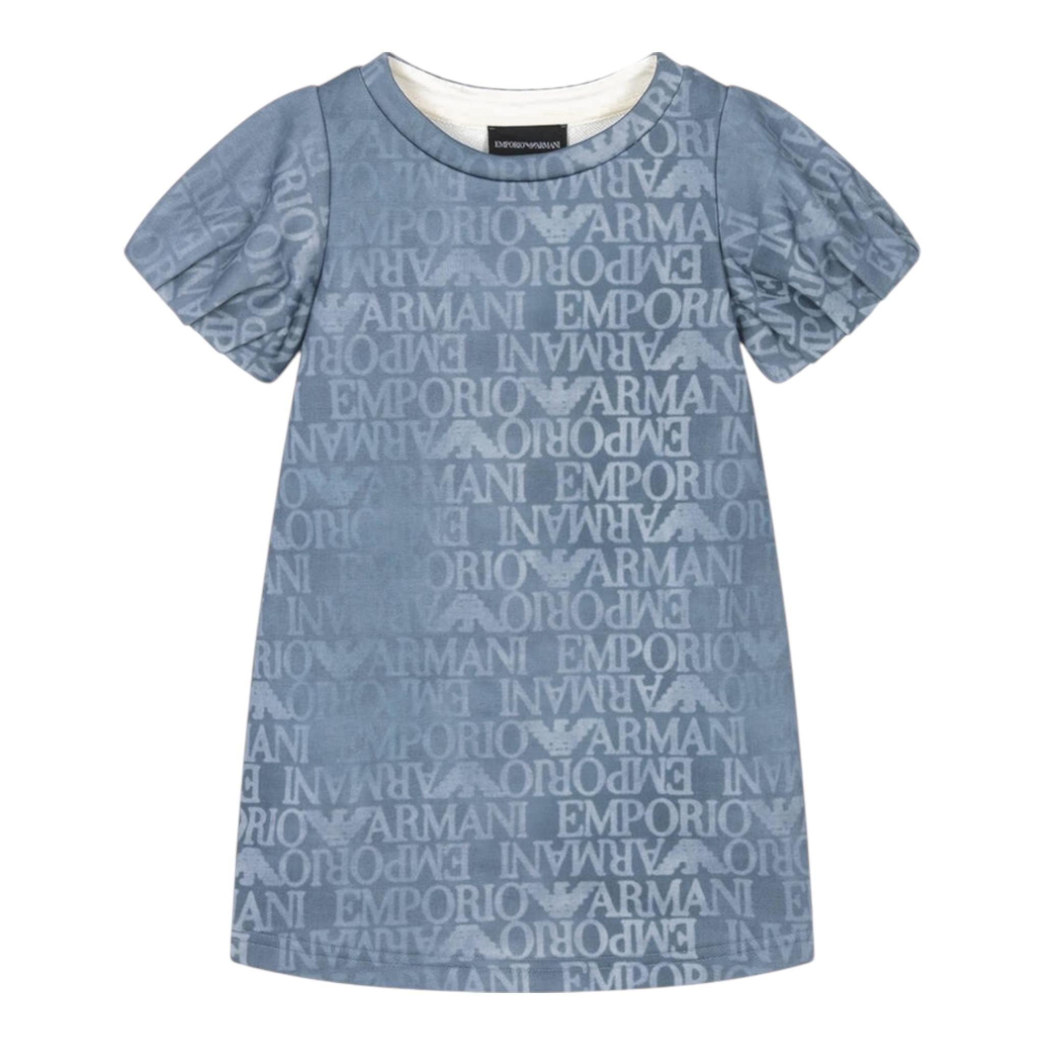 Emporio Armani Abito Manica Lunga Girocollo Tinta Unita con Lgo per Bambina 3D3A06 BLU EMPORIO ARMANI 