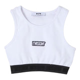 Msgm Top Giroarmica Solid Color With White Logo Print For Girls