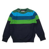 SUN68 maglia tinta unita girocollo con fantasia a righe Blu per Bambino K44348 BLU SUN68 