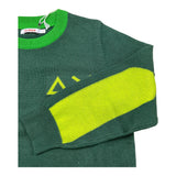 SUN68 maglia girocollo tinta unita con ricamo logo Verde per Neonato K44330X VERDE SUN68 