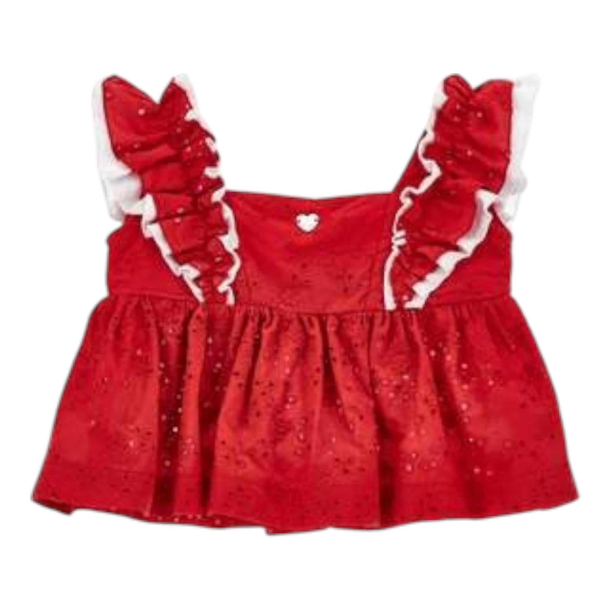 Monnalisa Top Tinta Unita con Maniche per Bambina 11C301 ROSSO MONNALISA 