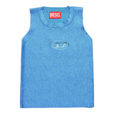 Diesel Glitter Tank Top With Blue Logo Print For Girls