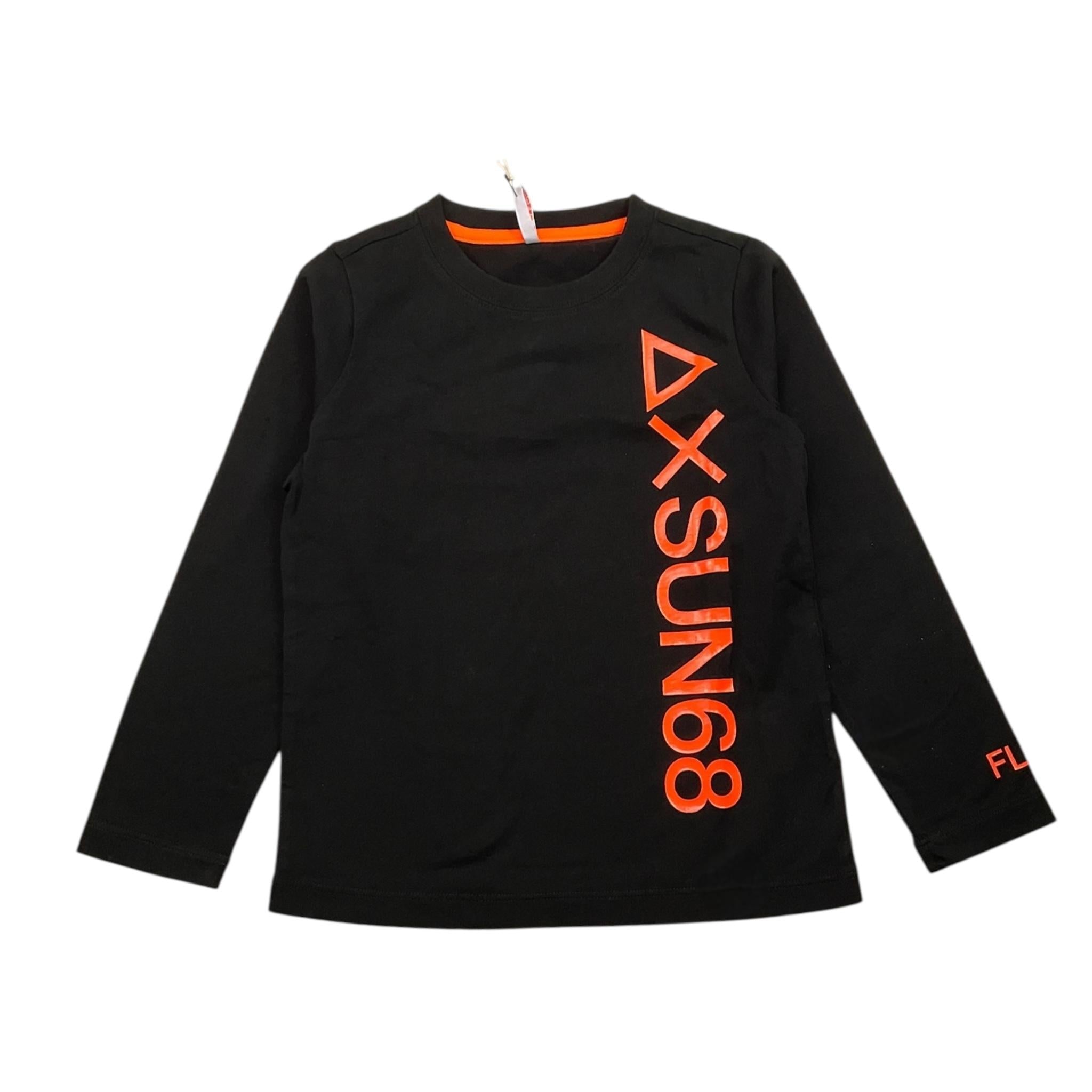SUN68 shirt girocollo tinta unita con stampa Nero per Bambino T44311 NERO SUN68 