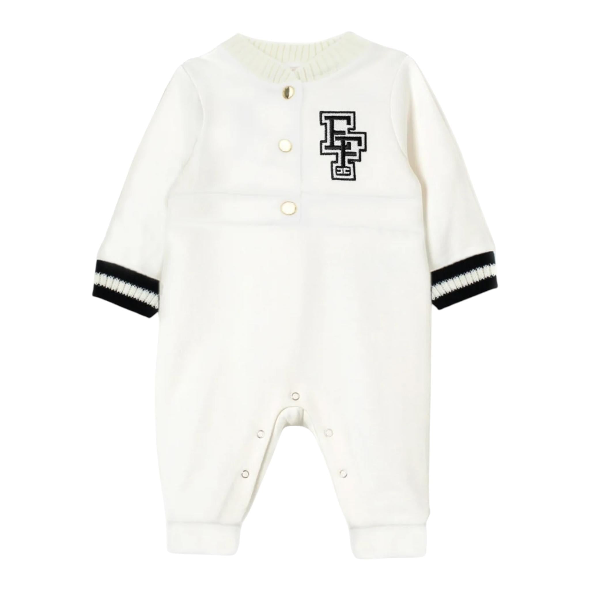 ELISABETTA FRANCHI tutina manica lunga tinta unita con logo Panna per Neonata ENTU116 PANNA ELISABETTA FRANCHI 