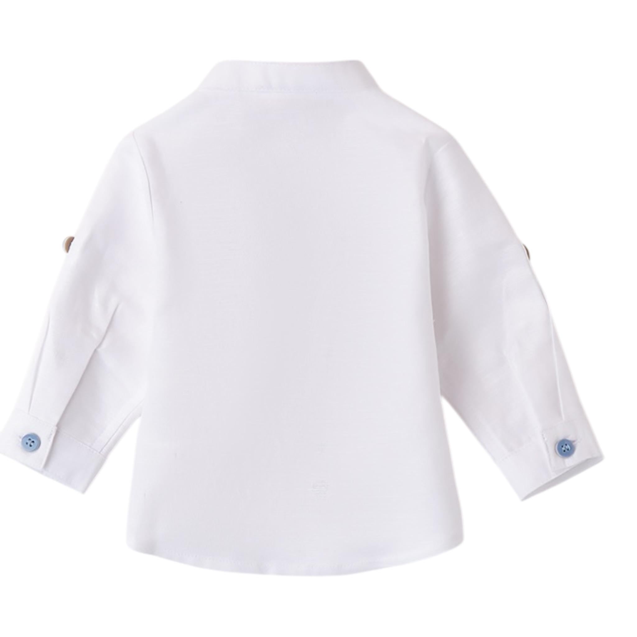Mini Banda Camicia Manica Lunga tinta unita Collo Coreano Bianco per Neonato 3B603X BIANCO MINI BANDA 