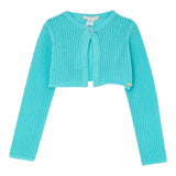Liu Jo Solid Color Perforated Shrug Aqua Green For Girls