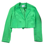 Naida Solid Color Jacket With Green Buttons For Girls
