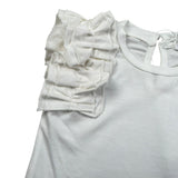 M+E' T-Shirt Girocollo Tinta Unita con Rouches per Neonata UE1735 BIANCO M+E' 