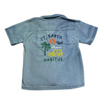 Saint Barth Camicia In Deim Tinta Unita Mezza Manica per Bambino 00862L AZZURRO SAINT BARTH 