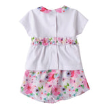 Mini Banda Completo 2 Pezzi Short-T-Shirt tinta unita con Stampa Fiori Bianco per Neonata 3B787X BIANCO MINI BANDA 