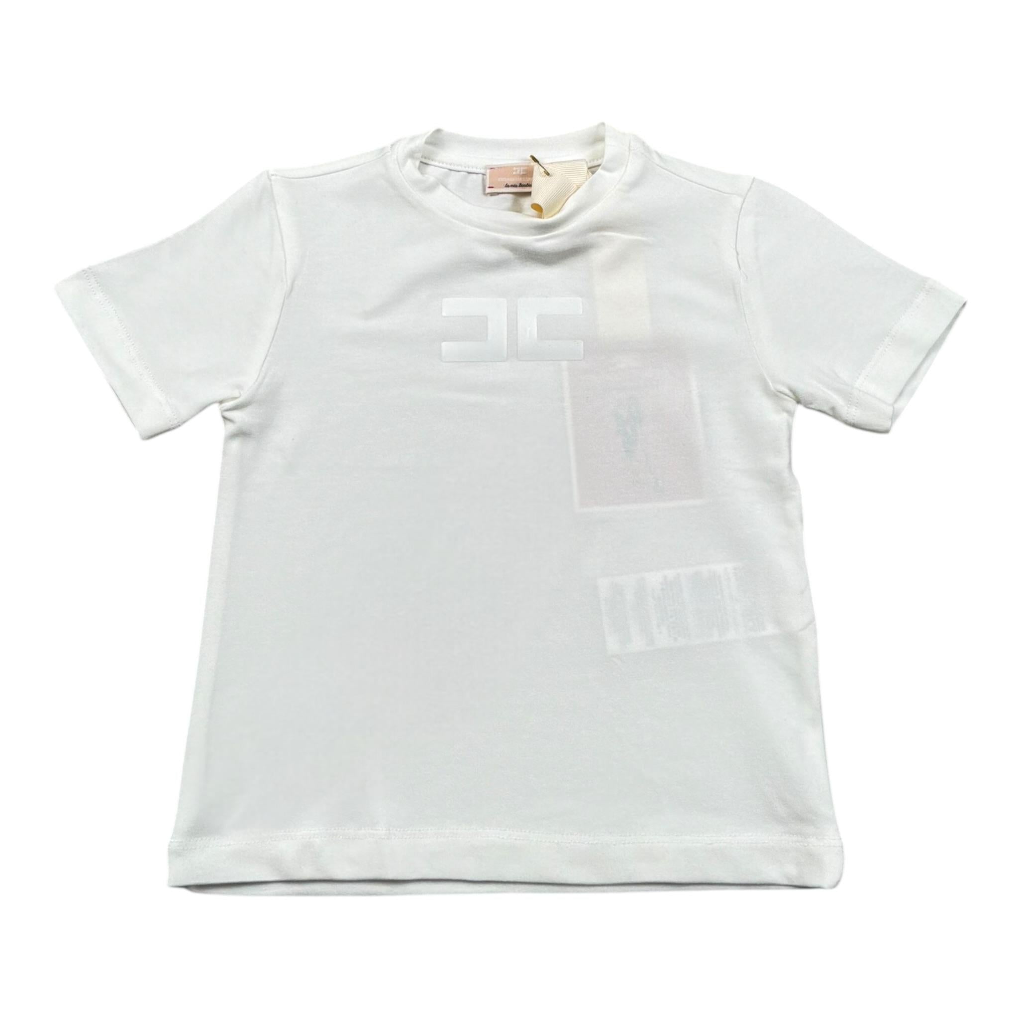 Elisabetta Franchi T-Shirt Girocollo Tinta Unita con Stampa per Bambina EGTS091 BIANCO ELISABETTA FRANCHI 