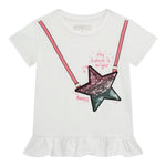 Guess T-Shirt Tinta Unita con Paillettes per Bambina K5RI19K6YW4 BIANCO GUESS 