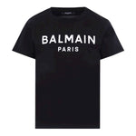 Balmain T-Shirt Girocollo Tinta Unita con Stampa per Bambino BT8P41X NERO BALMAIN 