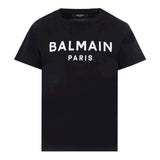Balmain T-Shirt Girocollo Tinta Unita con Stampa per Bambino BT8P41X NERO BALMAIN 