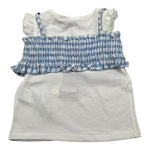 Please T-Shirt Girocoll Tinta Unita con Top per Neonata MQ02030G71 BIANCO/AZZURRO PLEASE 