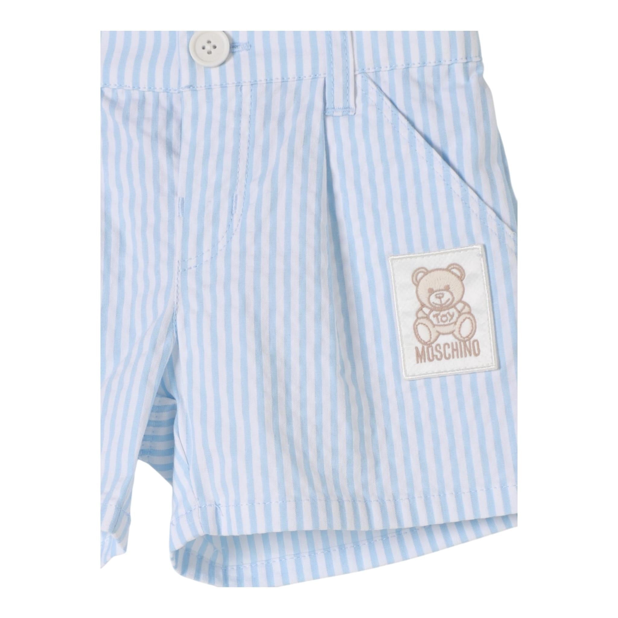 Moschino Bermuda Fantasia A Righe per Neonato MUQ01D BIANCO/AZZURRO MOSCHINO 