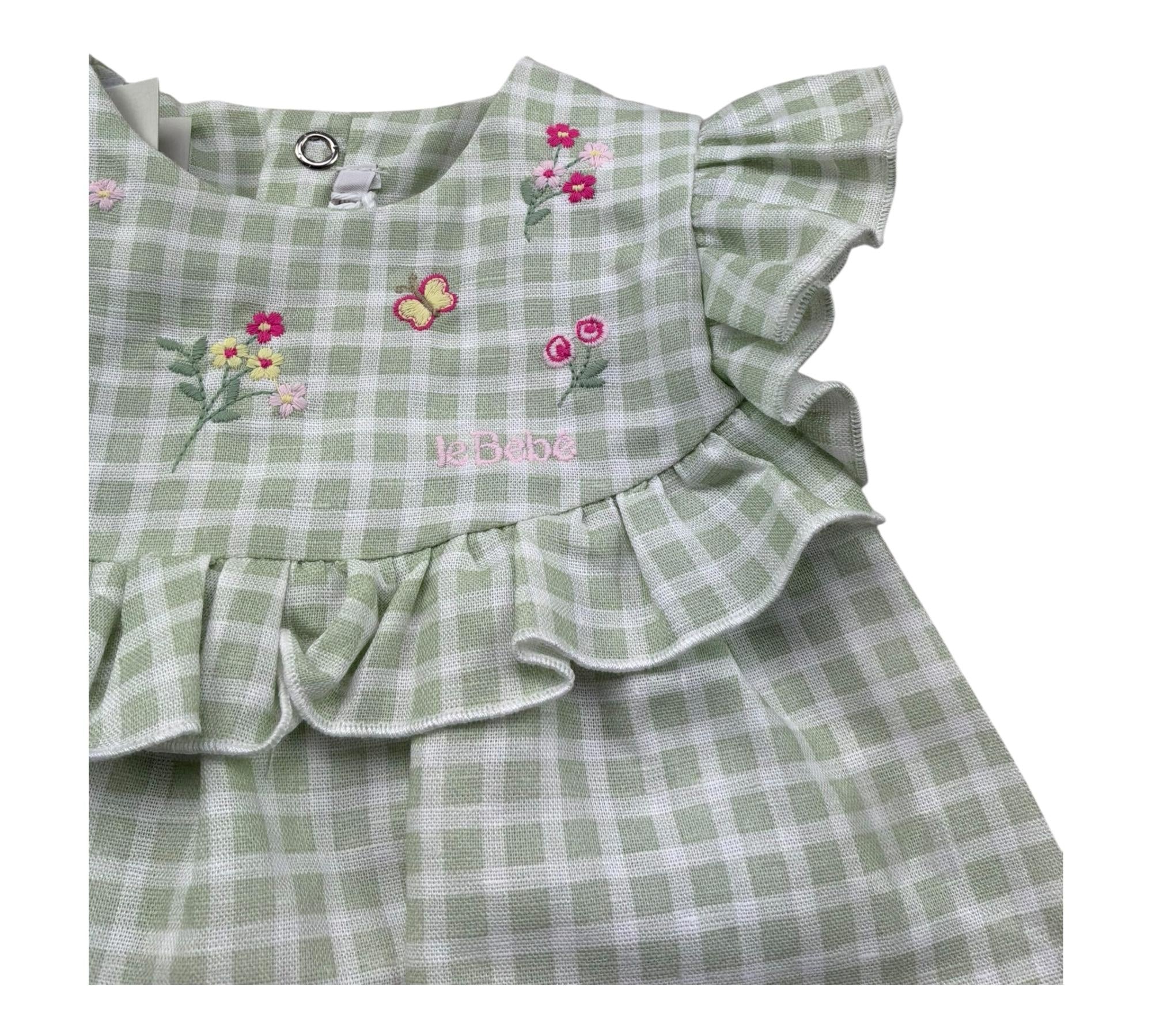 Le Bebe Pagliaccetto Mezza Manica Fantasia Quadretti per Neonata LBG6242 VERDE LE BEBE 