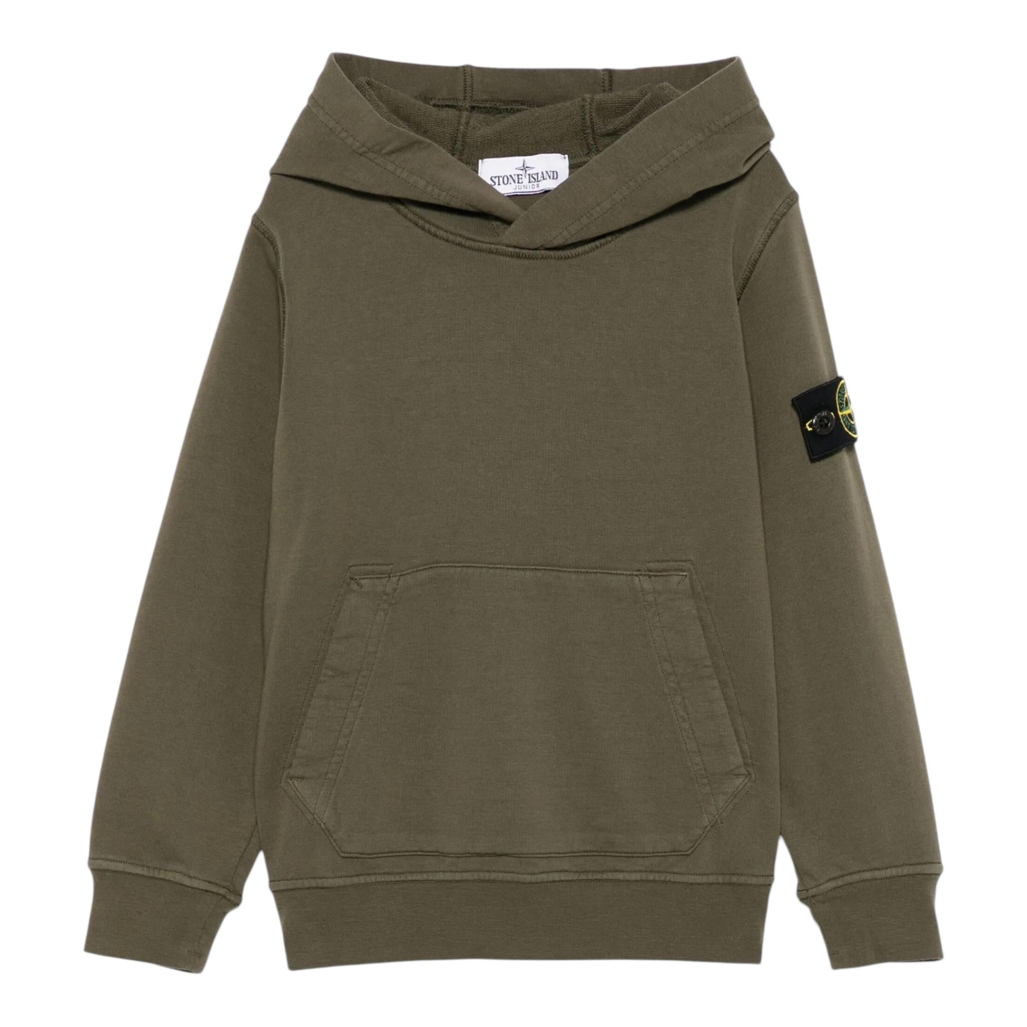 Stone Island Felpa Chiusa con Cappuccio Tinta Unita per Bambino K1S166100012 VERDE STONE ISLAND 