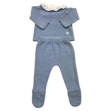 Valentina Bebes 2 Piece Set Solid Color Baby Girl Light Blue T-Shirt