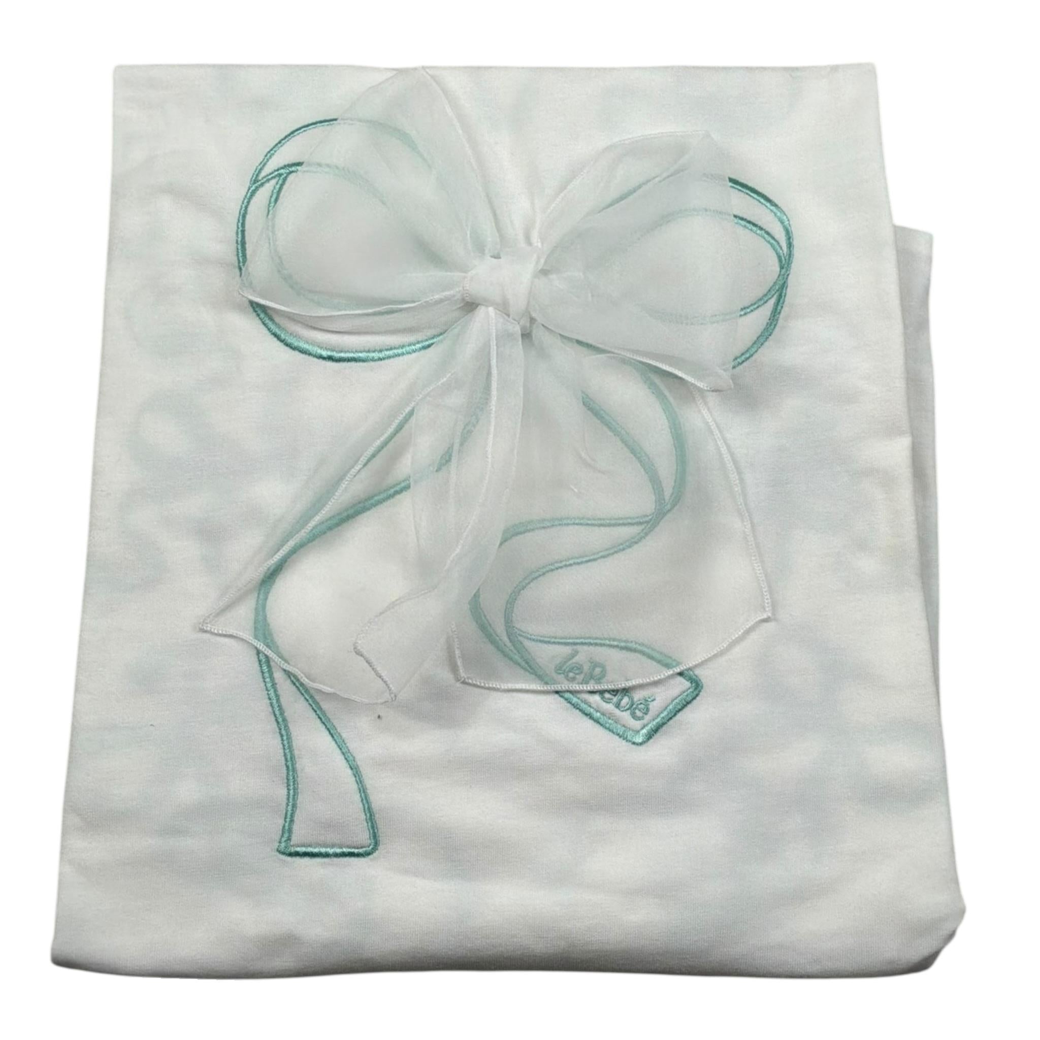Le Bebe Coperta Tinta Unita con Fantasia Fiocchi per Neonata LBG5615X BIANCO LE BEBE 